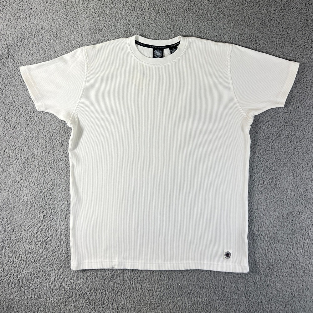 DKNY Jeans T-Shirt Men's Medium Optic White Ribbed Cotton Crew Neck Vintage NWT